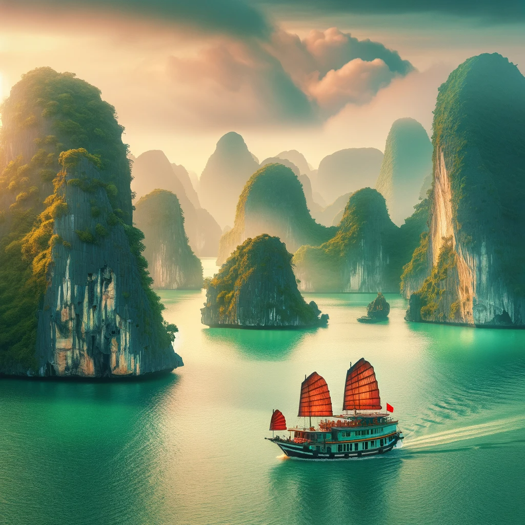 The Bustling Streets of Hanoi: A Blend of Tradition and Modernity Vibrant street scene in Hanoi with traditional architecture, bustling crowd, and street vendors.