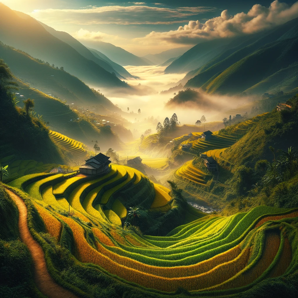 Sapa, Vietnam's best kept secret during its ideal travel season. The image sho