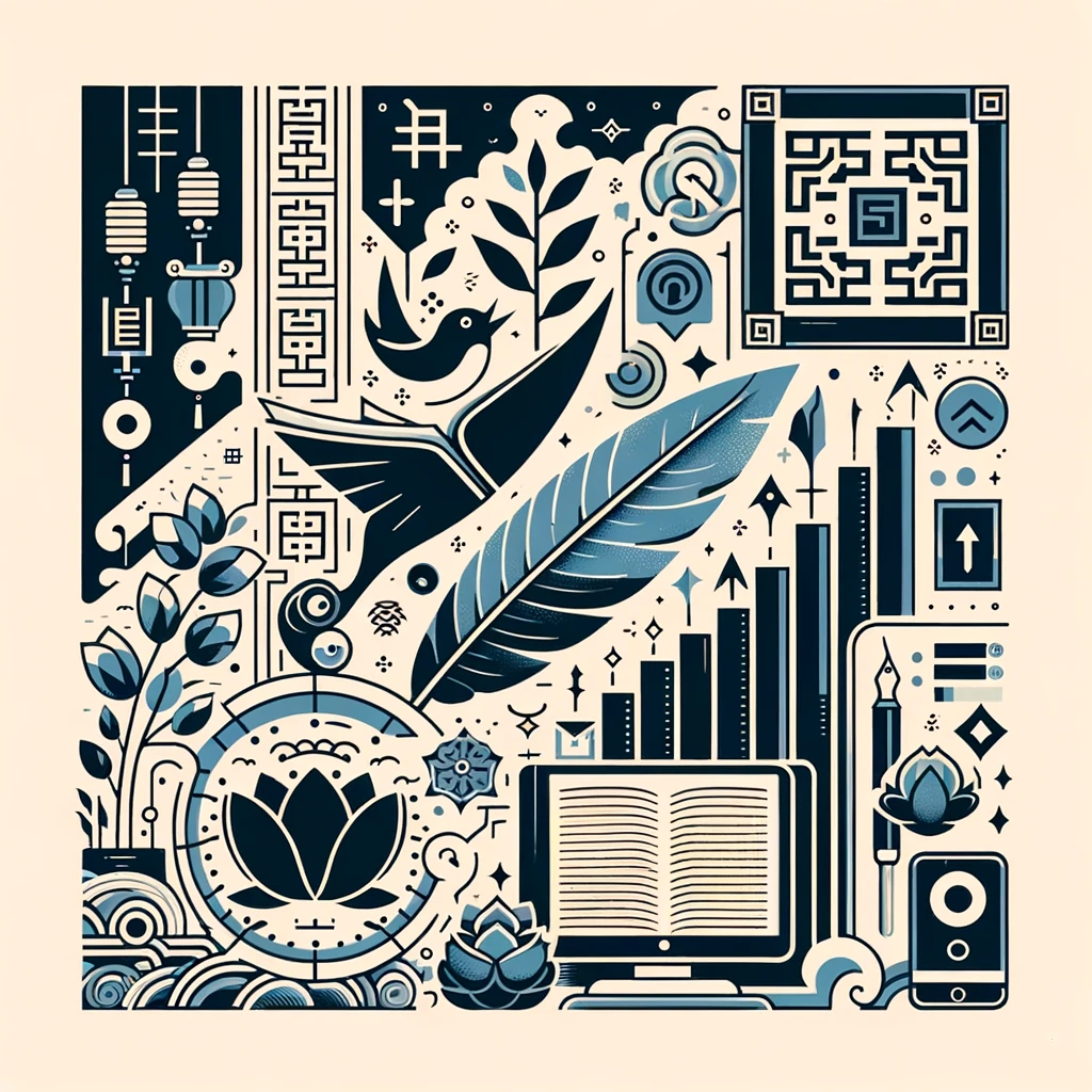 image that visually represents the evolution of the Vietnamese language without using any words or letters. Depict this history with a